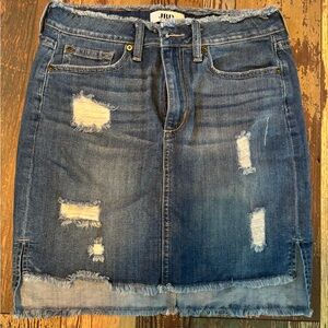 Distressed Denim Mini Skirt - Blue